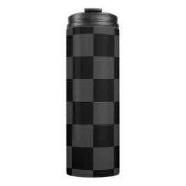 Klassische, moderne Schwarz-Smoky-Schwarz-Schachbr Thermosbecher