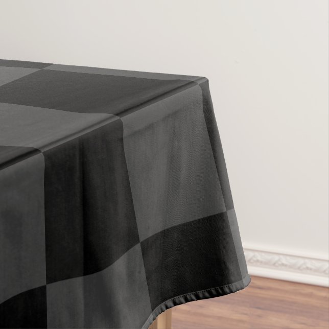 Klassische, moderne Schwarz-Smoky-Schwarz-Schachbr Tischdecke (Beispiel)