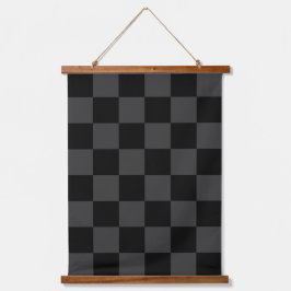 Klassische, moderne Schwarz-Smoky-Schwarz-Schachbr Wandteppich Mit Holzrahmen