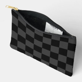 Klassische, moderne Schwarz-Smoky-Schwarz-Schachbr Zubehörtasche