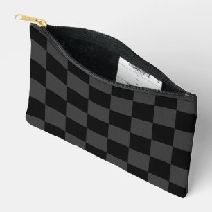 Klassische, moderne Schwarz-Smoky-Schwarz-Schachbr Zubehörtasche