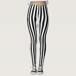 Klassische, moderne schwarz-weiße vertikale Streif Leggings