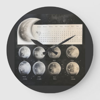 Klassische Mondphasen - Retro-Himmelszeitplan Große Wanduhr