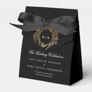 Klassische Mongram Black Wappen Hochzeit Geschenkschachtel