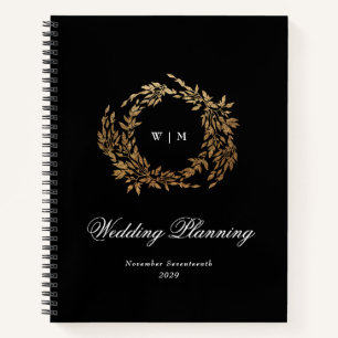 Klassische Mongram Black Wappen Hochzeit Notizbuch