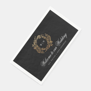 Klassische Mongram Black Wappen Hochzeit Serviette