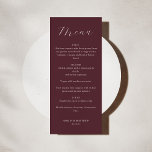 Klassische Mongram Burgundy Script Wedding Menükarte<br><div class="desc">Klassisches Minimalistisches Monogramm-Hochzeitmenü für Typografie in Burgund</div>