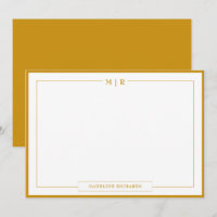 Klassische Mongram Mustard Yellow Border Stationer