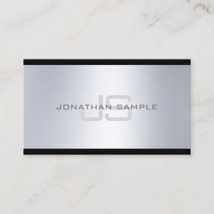 Klassische Monogram Artistic Silver Look Schlicht Visitenkarte