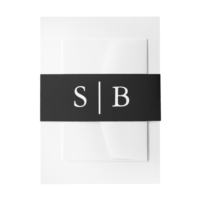 Klassische Monogram Black Wedding Einladungsbanderole (Vorderseite Beispiel)