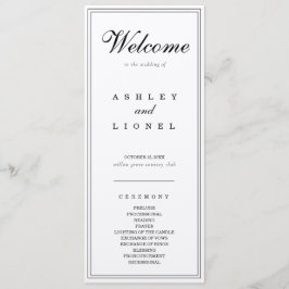 Klassische Monogram Black & White Simple Wedding Programm