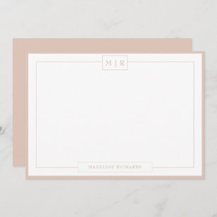 Klassische Monogram Boho Beige Border Stationery Mitteilungskarte
