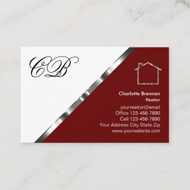 Klassische Monogram Real Anwesen Agent Business Ca Visitenkarte (Vorderseite)