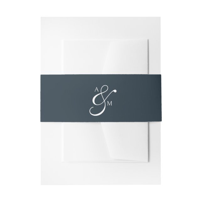 Klassische Monogram Script Ampersand Navy Blue Einladungsbanderole (Vorderseite Beispiel)