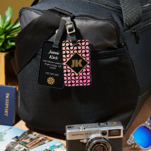 Klassische Monogramm aus pinkfarbenem Gold persona Gepäckanhänger