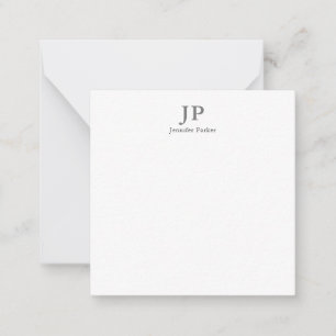 Klassische Monogramm Beruflich Grau-Weiß-Chic Mitteilungskarte