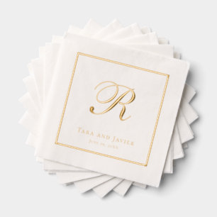 Klassische Monogramm-Elegant-Hochzeit Servietten Mit Folie