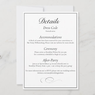 Klassische Monogramm Elegante Hochzeit Detailkarte Einladung