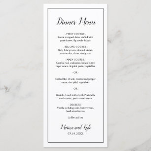 Klassische Monogramm-Eleganz-Hochzeit Menükarte