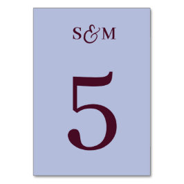 Klassische Monogramm-Et-Zeichen Periwinkle-Hochzei Tischnummer