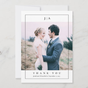 Klassische Monogramm-Foto-Hochzeit Dankeskarte