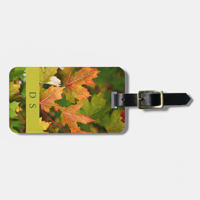 Klassische Monogramm Herbstleaves Gepäckmarke Gepäckanhänger (Vorderseite horizontal)