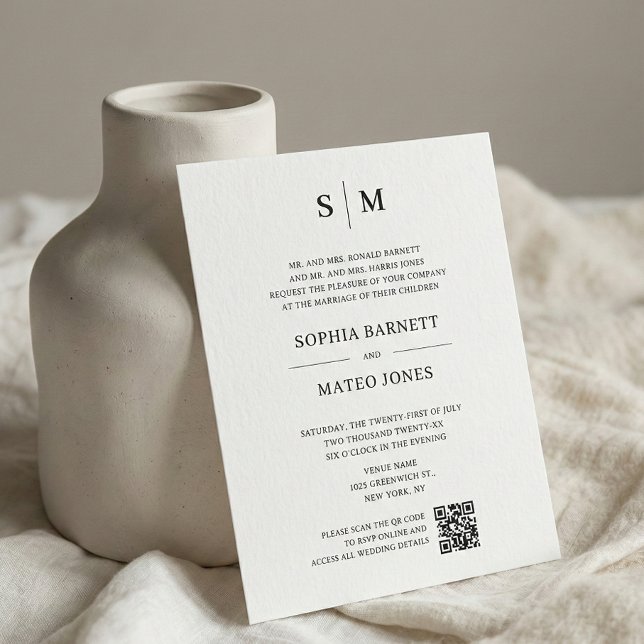 Klassische Monogramm-Hochzeit mit weißem QR-Code (Von Creator hochgeladen)