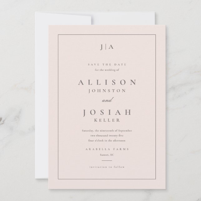 Klassische Monogramm-Hochzeit Save The Date (Vorderseite)