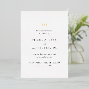 Klassische Monogramm-Hochzeit - Save-the-Date-Kart Folieneinladung