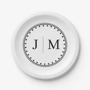 Klassische Monogramm-Hochzeitsrahmengrenze Pappteller