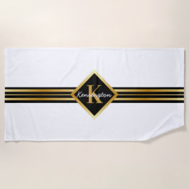 Klassische Monogramm-Imitate Gold mit weißem Text  Strandtuch