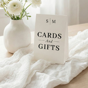 Klassische Monogramm-Karten Geschenke Weiße Hochze Tischaufsteller
