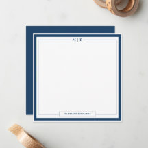 Klassische Monogramm-Navy-Blue-Rahmen-Korresponden