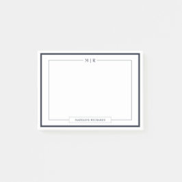 Klassische Monogramm-Navy-Blue-Rand-Papeterie Post-it Klebezettel