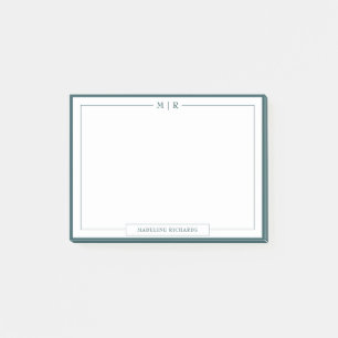 Klassische Monogramm Rauchgrün-Rahmen-Korresponden Post-it Klebezettel