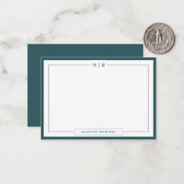 Klassische Monogramm Rauchgrün-Rand-Papeterie Mitteilungskarte