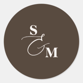 Klassische Monogramm-Schrift-Et-Zeichen-Hochzeit Runder Aufkleber