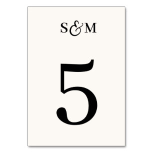 Klassische Monogramm-Schrift und Ivory-Hochzeit Tischnummer