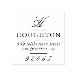 Klassische Monogramm-Script-Rücksendeadresse Gummistempel