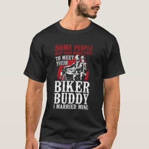Klassische Motorradfahrer Ehefrau Eheschließung We T-Shirt