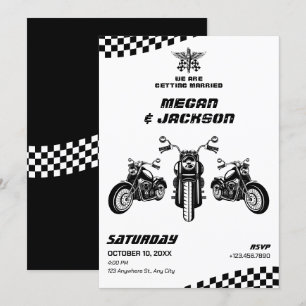 Klassische Motorradmechaniker-Hochzeit Einladung