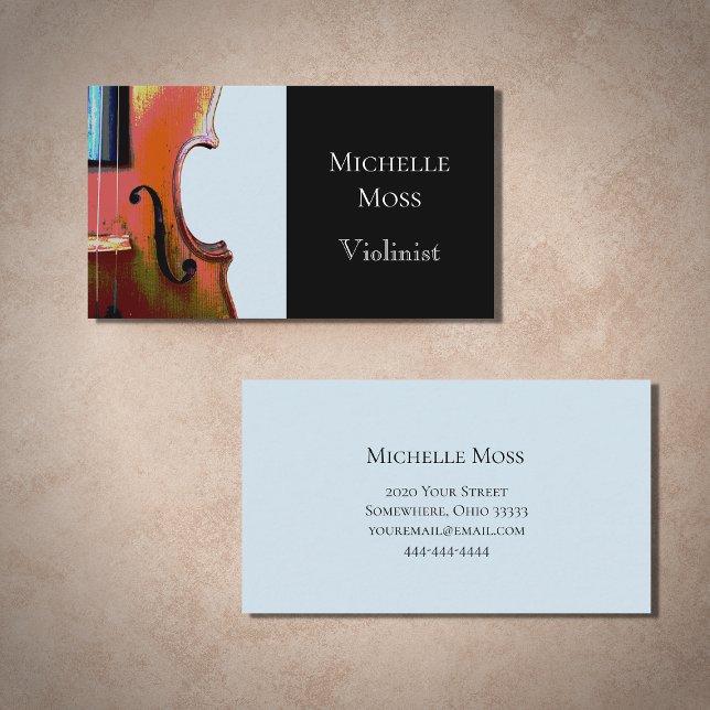 Klassische Musik der Violine Blau und Schwarz Visitenkarte (Von Creator hochgeladen)