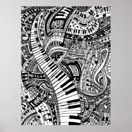 Klassische Musik mit Klaviertastatur Poster