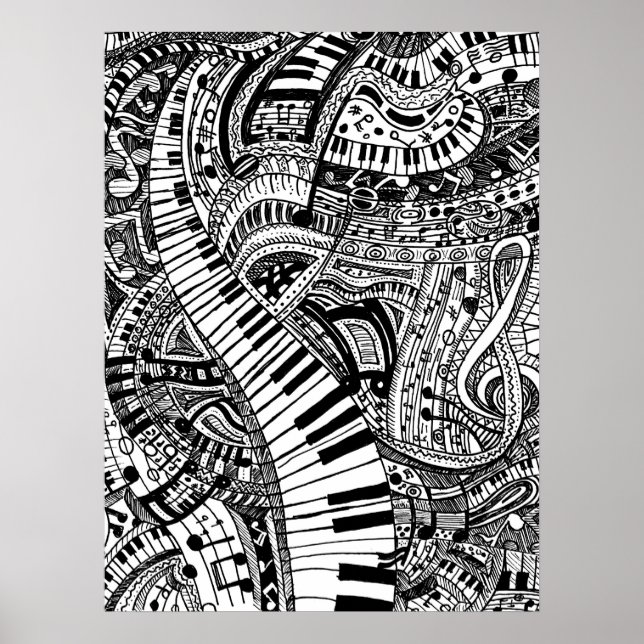 Klassische Musik mit Klaviertastatur Poster (Vorne)