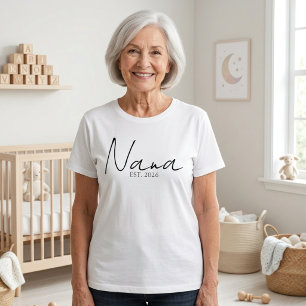 Klassische Nana EST Jahr einfache Familien-Schrift T-Shirt