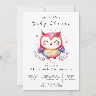 Klassische Nature Owl Babydusche Einladung