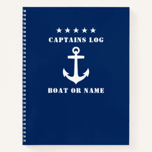 Klassische Nautical Anchor Stars Kapänen Protokol Notizbuch