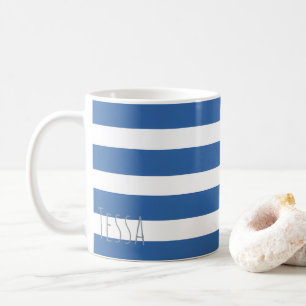 Klassische nautische blau-weiße Streifen Kaffeetasse