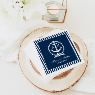 Klassische Navy-Anker-Monogramm-Hochzeit Serviette