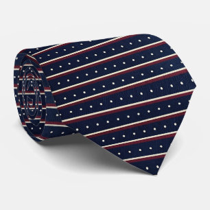 Klassische Navy Blau Streifen und Nadelpunkt geome Krawatte